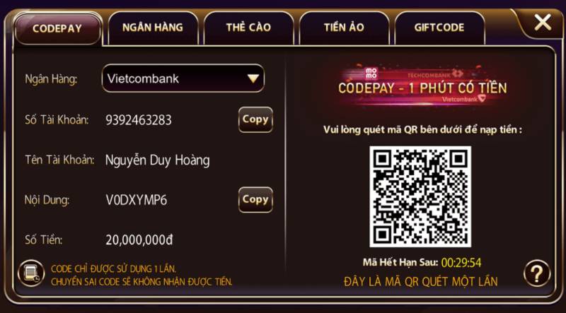 Nạp Qua CodePay